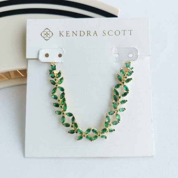 Kendra Scott Rosalie Gold Green Crystal Tennis Bracelet - Picture 2 of 4